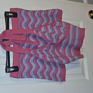 Pink and Blue Knit Halter Top and Shorts Set